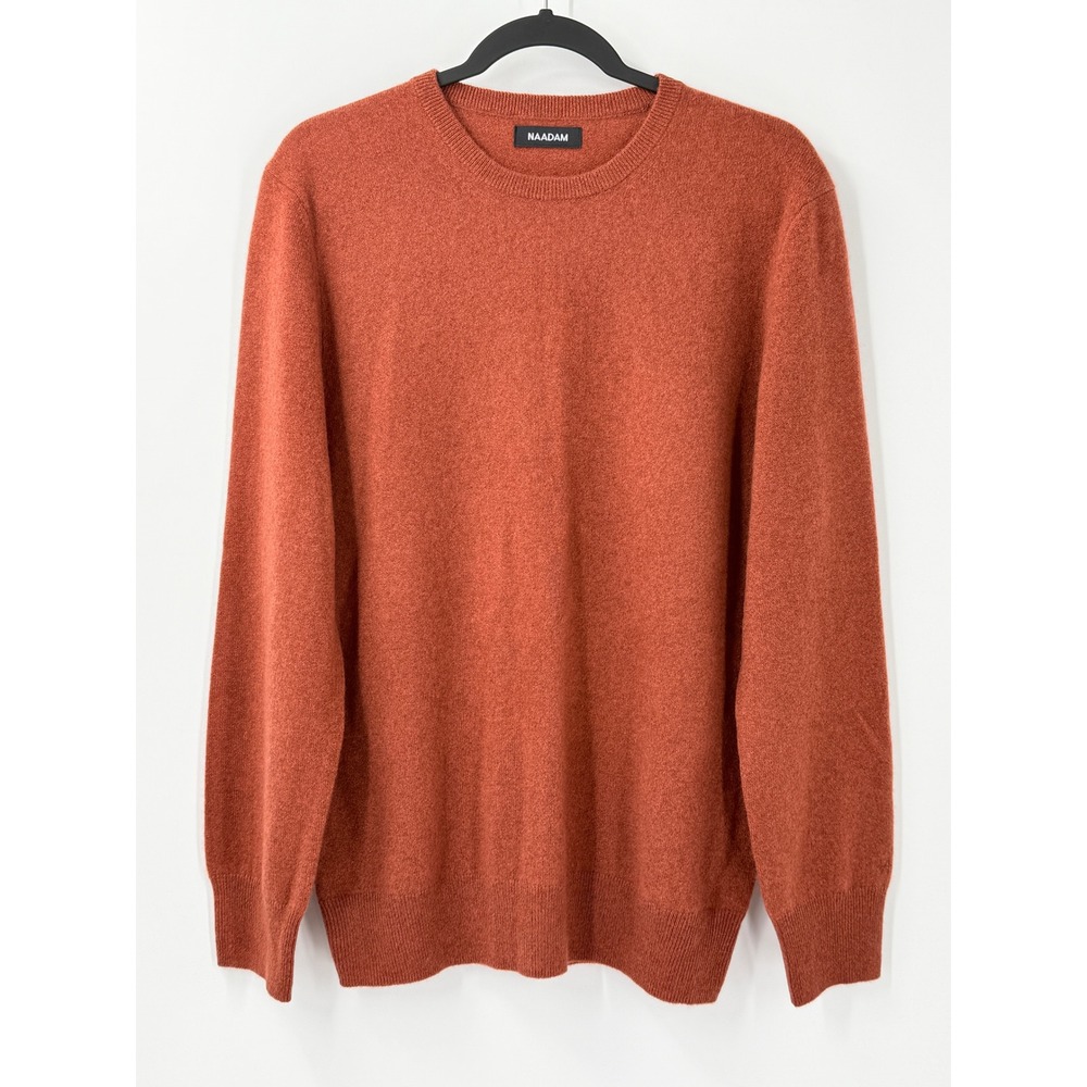 NAADAM Cashmere Sweater Mens sz L Rust Burnt Orange Quiet Luxury Minimalist
